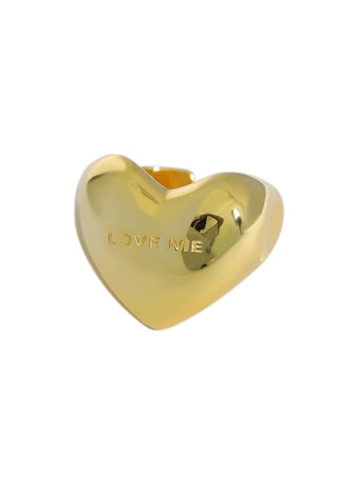Gold [14 adjustable] 925 Sterling Silver Heart letter Vintage Band Ring